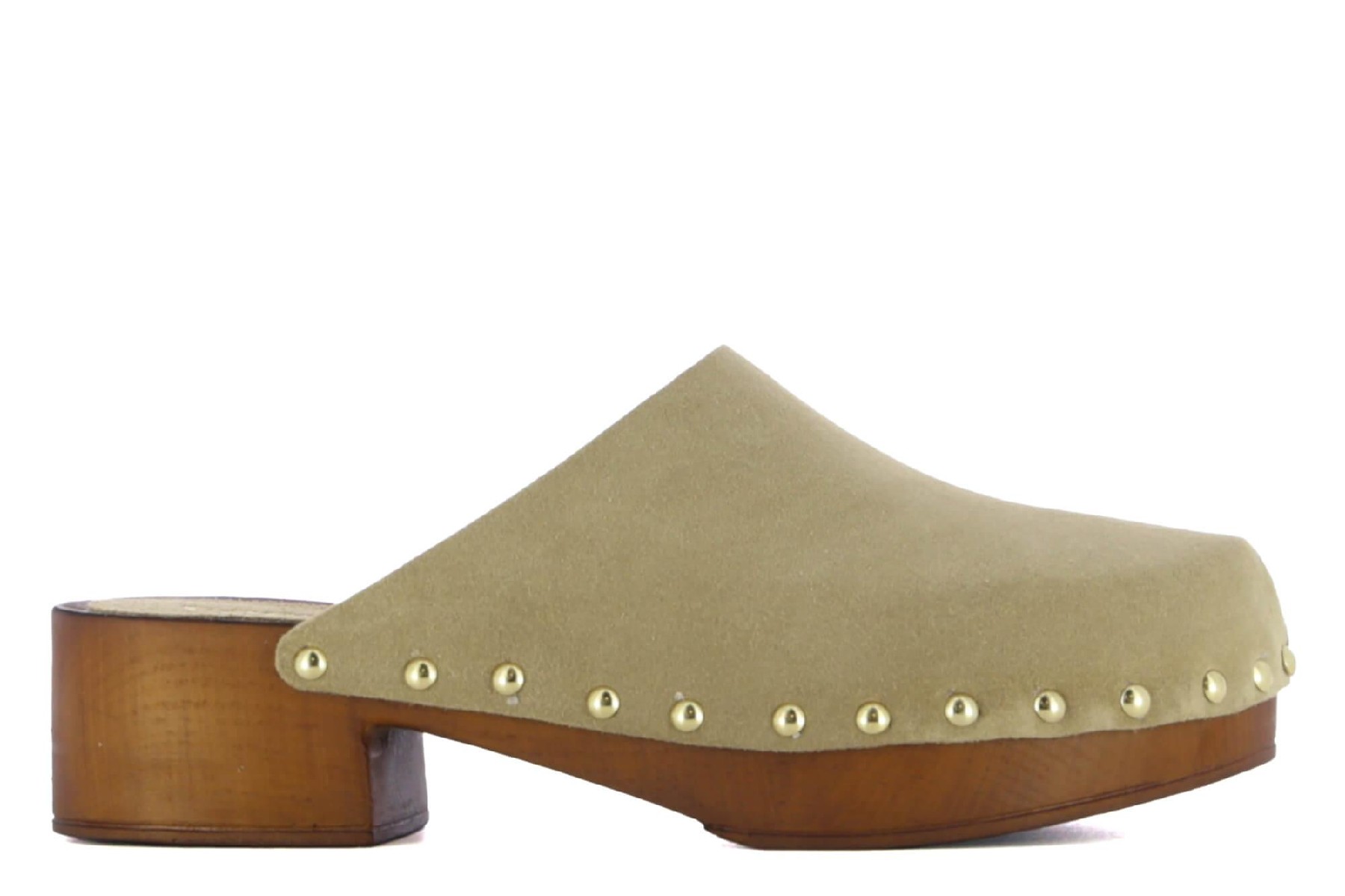 Zuecos de tacón de piel beige claro GRETA